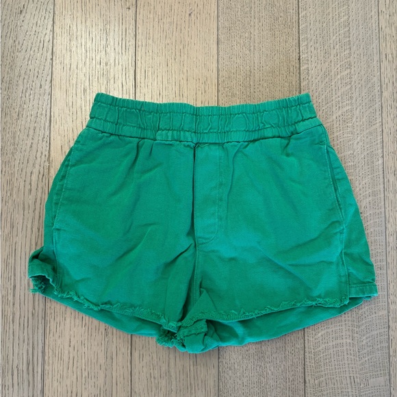 Zara Green Denim Shorts Elastic Waist - Picture 1 of 3